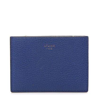 Celine Drummed Calfskin Gusset Card Holder Indigo 1 of 5
