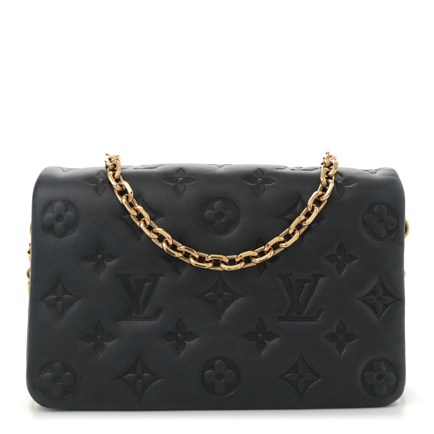 Lambskin Embossed Monogram Pochette Coussin Black