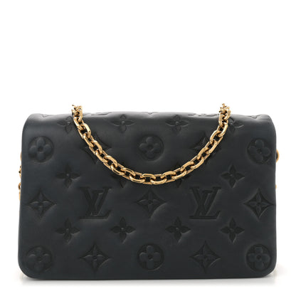 Louis Vuitton Lambskin Embossed Monogram Pochette Coussin Black 1 of 13