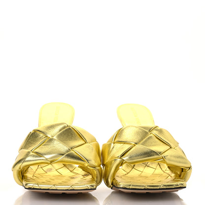 Bottega Veneta Metallic Nappa Maxi Reflection Weave Lido 90mm Mule Sandals 38.5 Gold 2 of 11