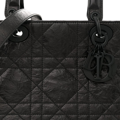 Christian Dior Crinkled Calfskin Large Lady D-Sire Tote Black 8 of 10