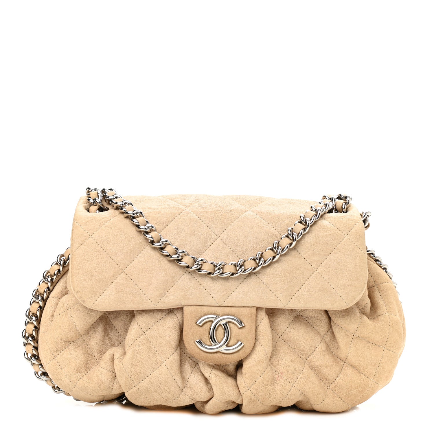 Chanel Washed Lambskin Quilted Mini Chain Around Flap Beige 1 of 12