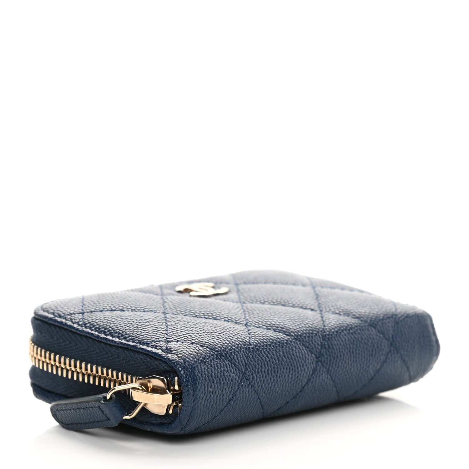 Chanel Caviar Quilted Zip Coin Purse Dark Blue 4 of 10