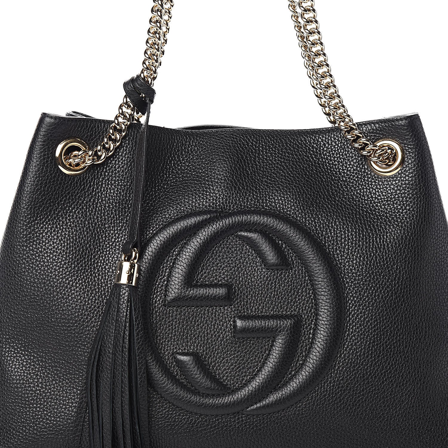 Gucci Pebbled Calfskin Medium Soho Chain Shoulder Bag Black 10 of 10