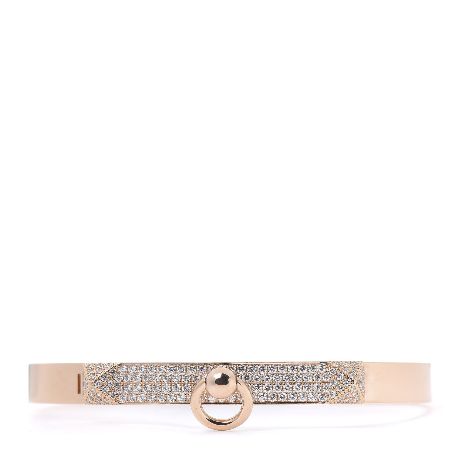 Hermes 18K Rose Gold Diamond PM Collier De Chien Pave Bracelet SH 1 of 6