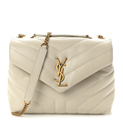 Saint Laurent Calfskin Y Quilted Monogram Small Loulou Chain Satchel Crema Soft 1 of 9