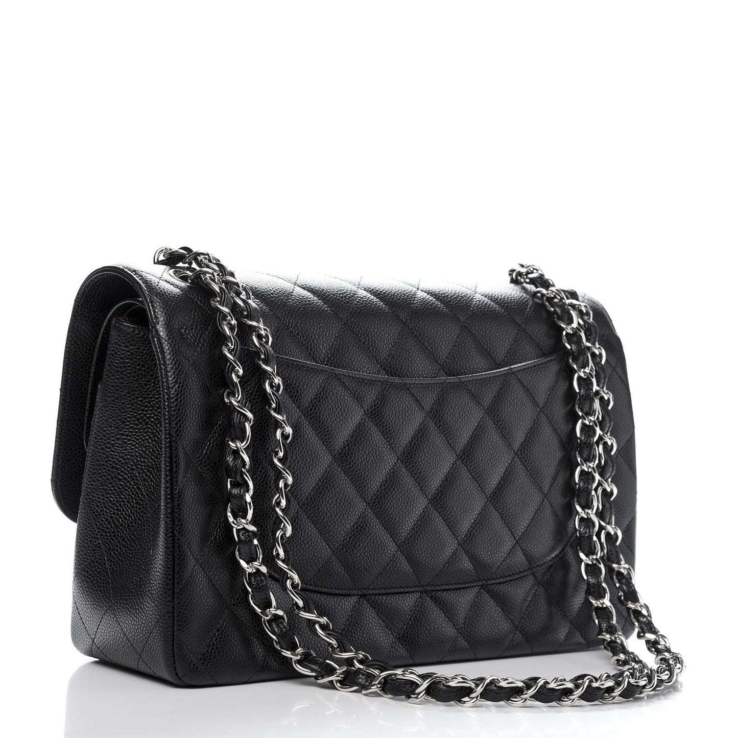 Caviar Quilted Jumbo Double Flap Black
