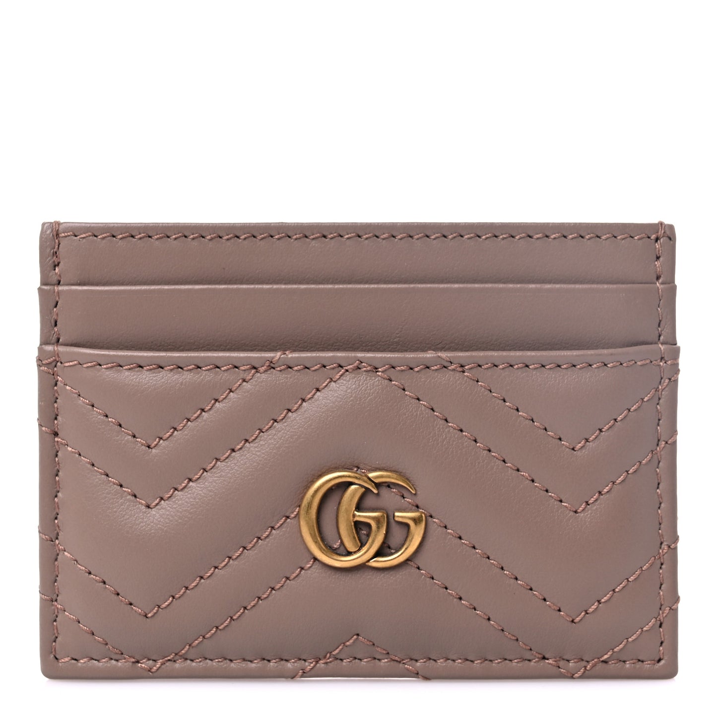 Calfskin Matelasse GG Marmont Card Holder Porcelain Rose