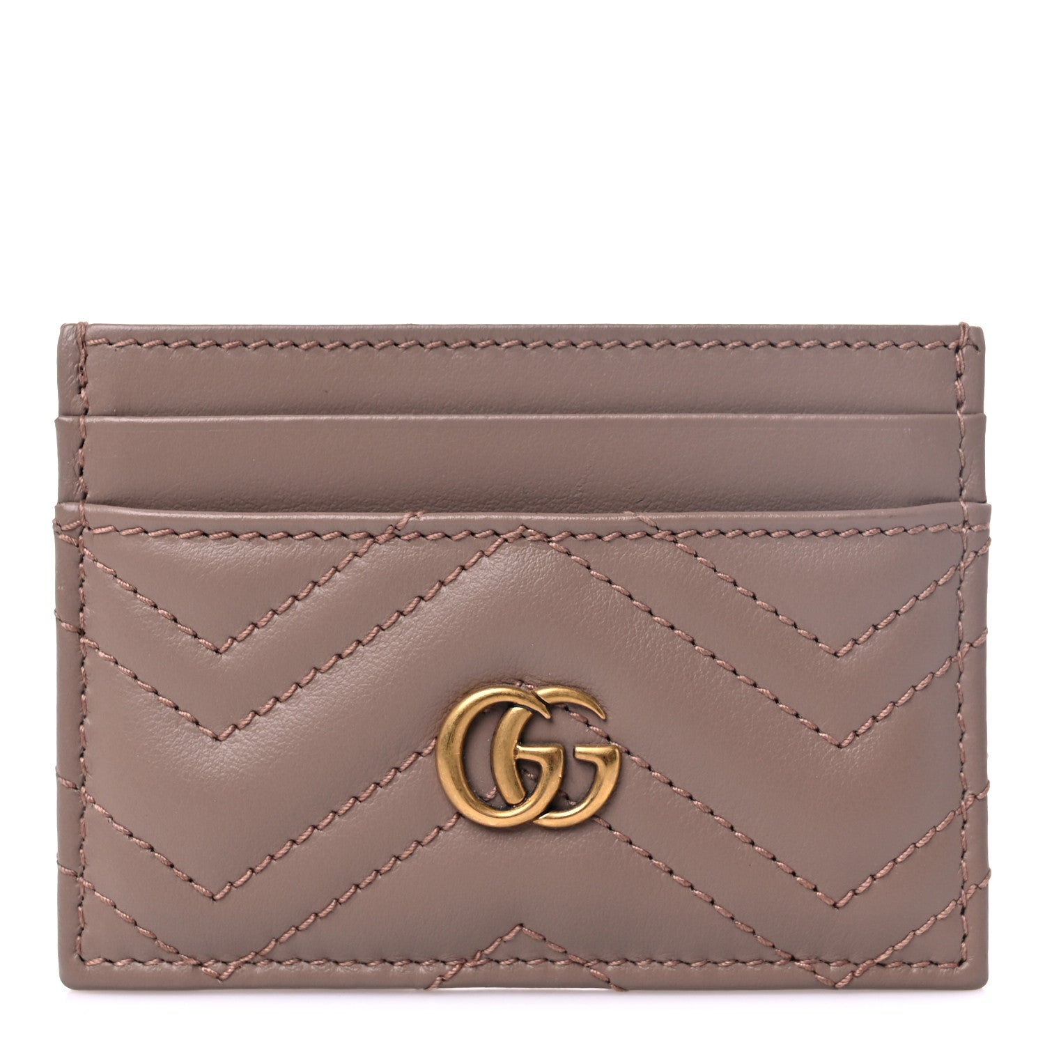 Gucci Calfskin Matelasse GG Marmont Card Holder Porcelain Rose 1 of 6