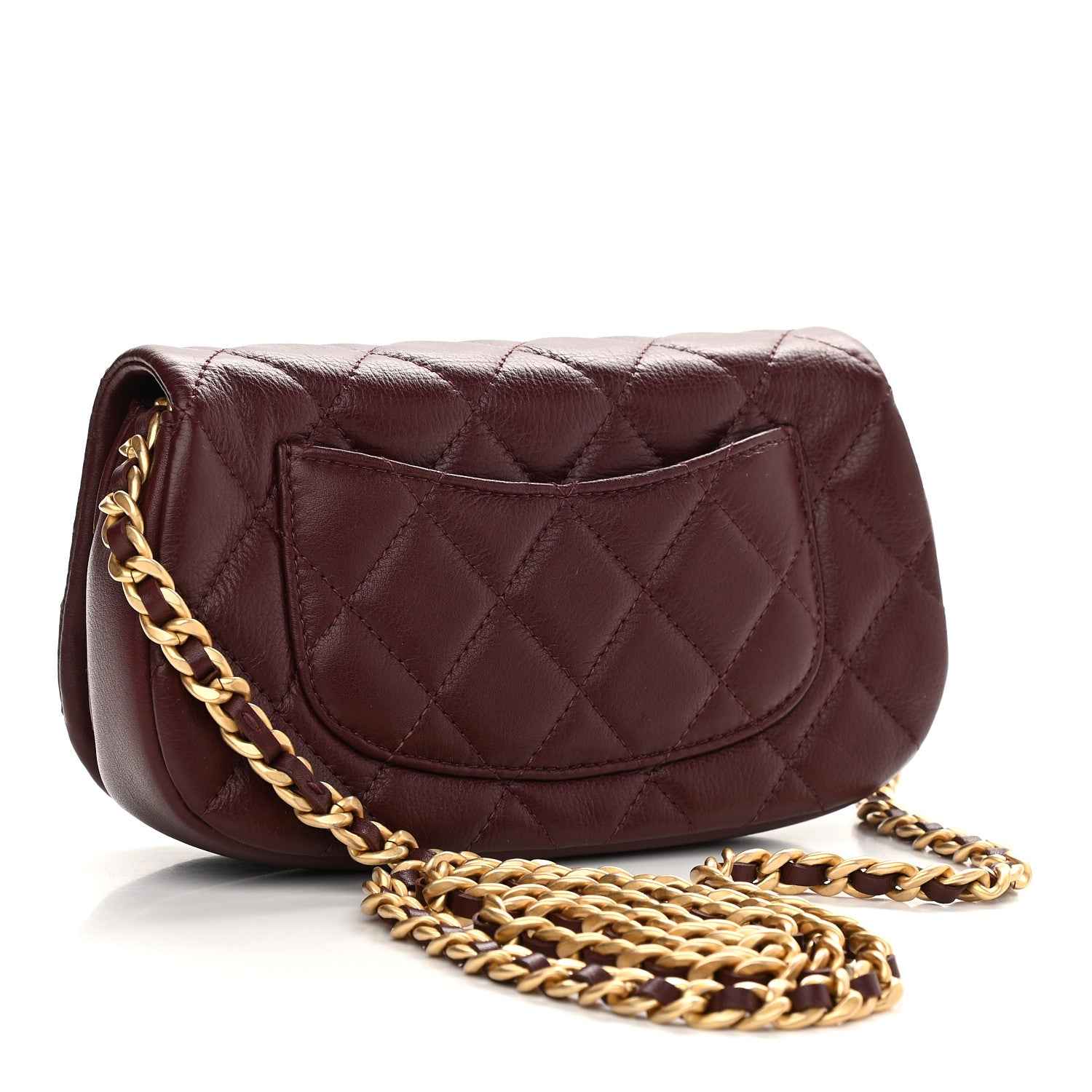 Chanel Calfskin Quilted Coco Mail Clutch With Chain Burgundy 3 of 9