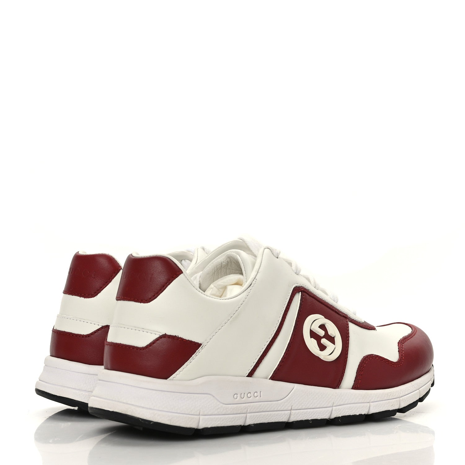 Gucci Calfskin Womens Interlocking G Sneakers 37 White Rosso 4 of 7