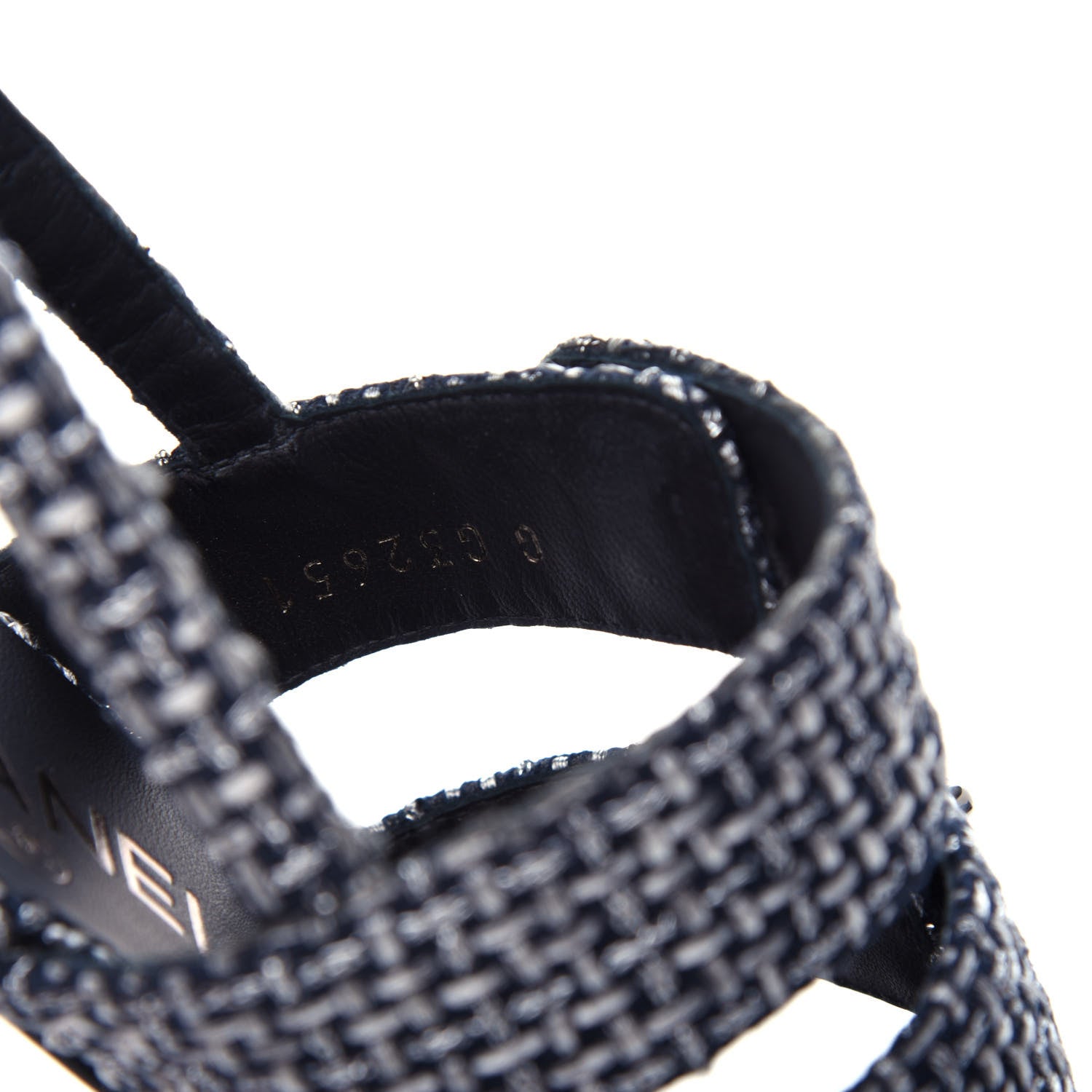 Chanel Tweed Lambskin CC Turnlock Sandals 38 Grey Silver Black 10 of 11