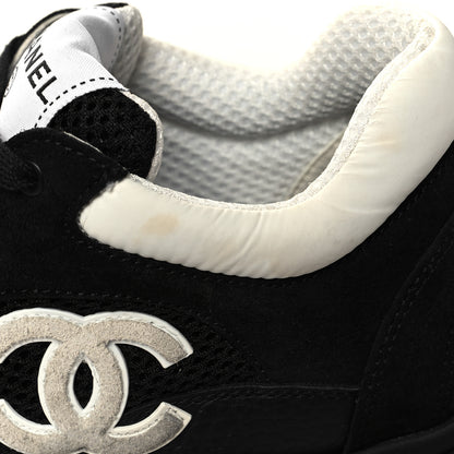 Chanel Mesh Suede Grained Calfskin Womens CC Sneakers 37 Black White 8 of 8