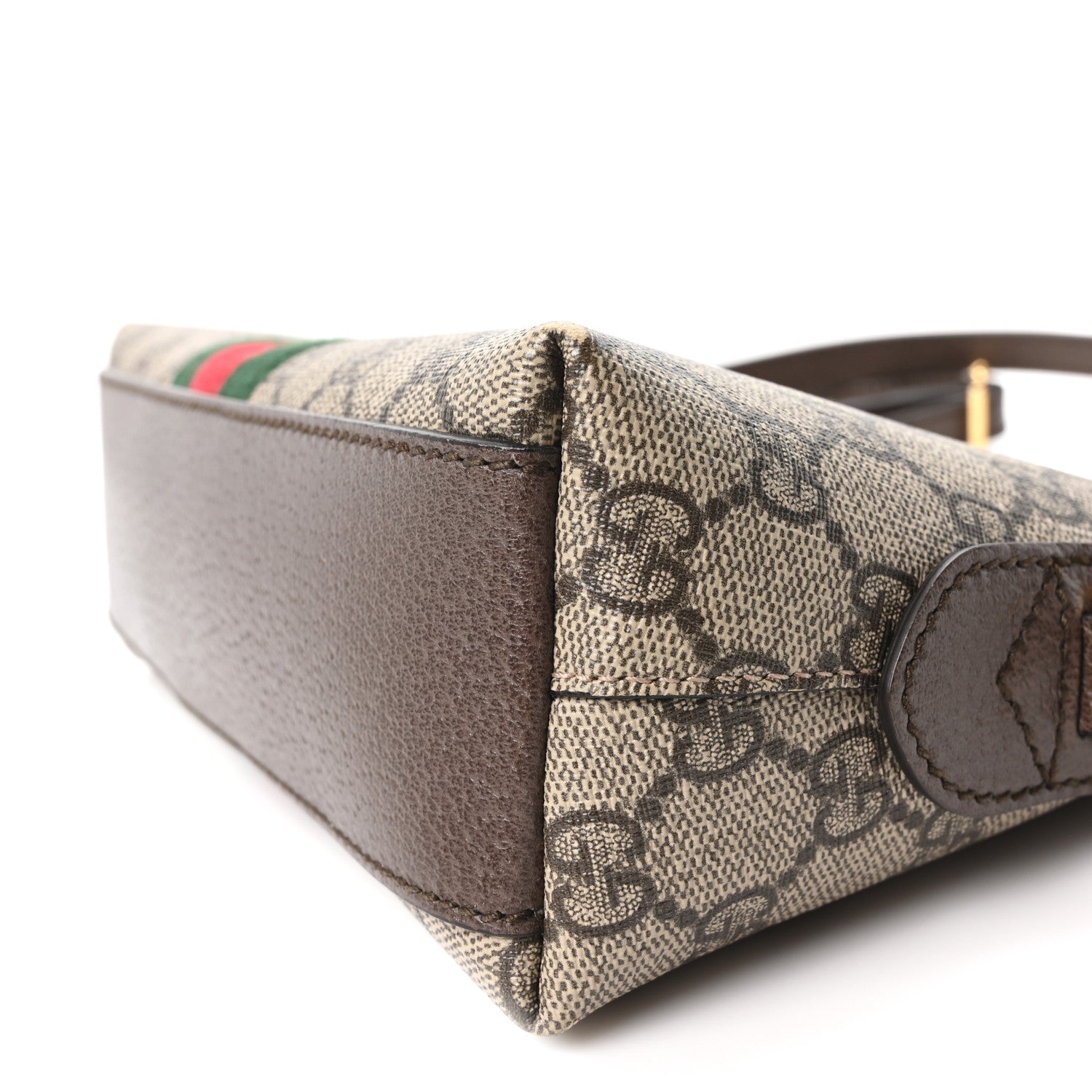 Gucci GG Supreme Monogram Textured Dollar Calfskin Web Small Ophidia Dome Shoulder Bag Beige Ebony New Acero 10 of 10