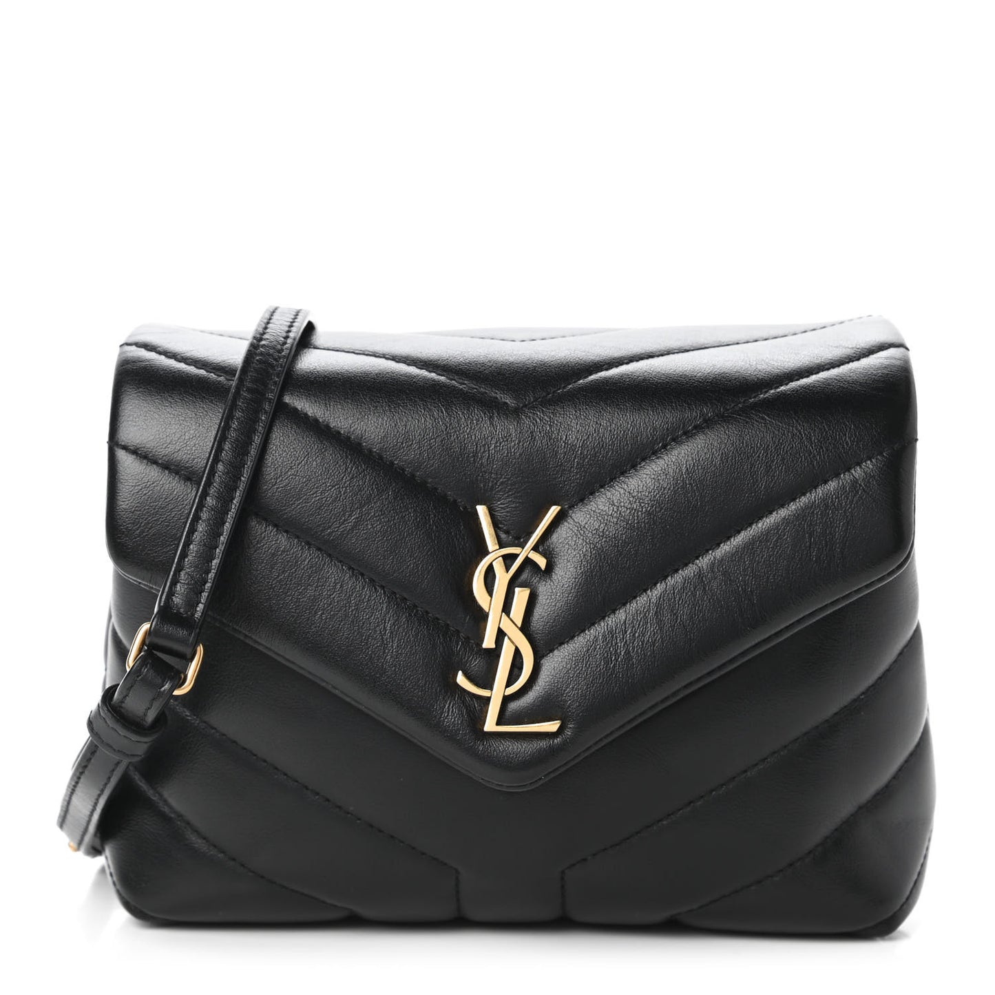 Calfskin Y Quilted Monogram Toy Loulou Crossbody Bag Black