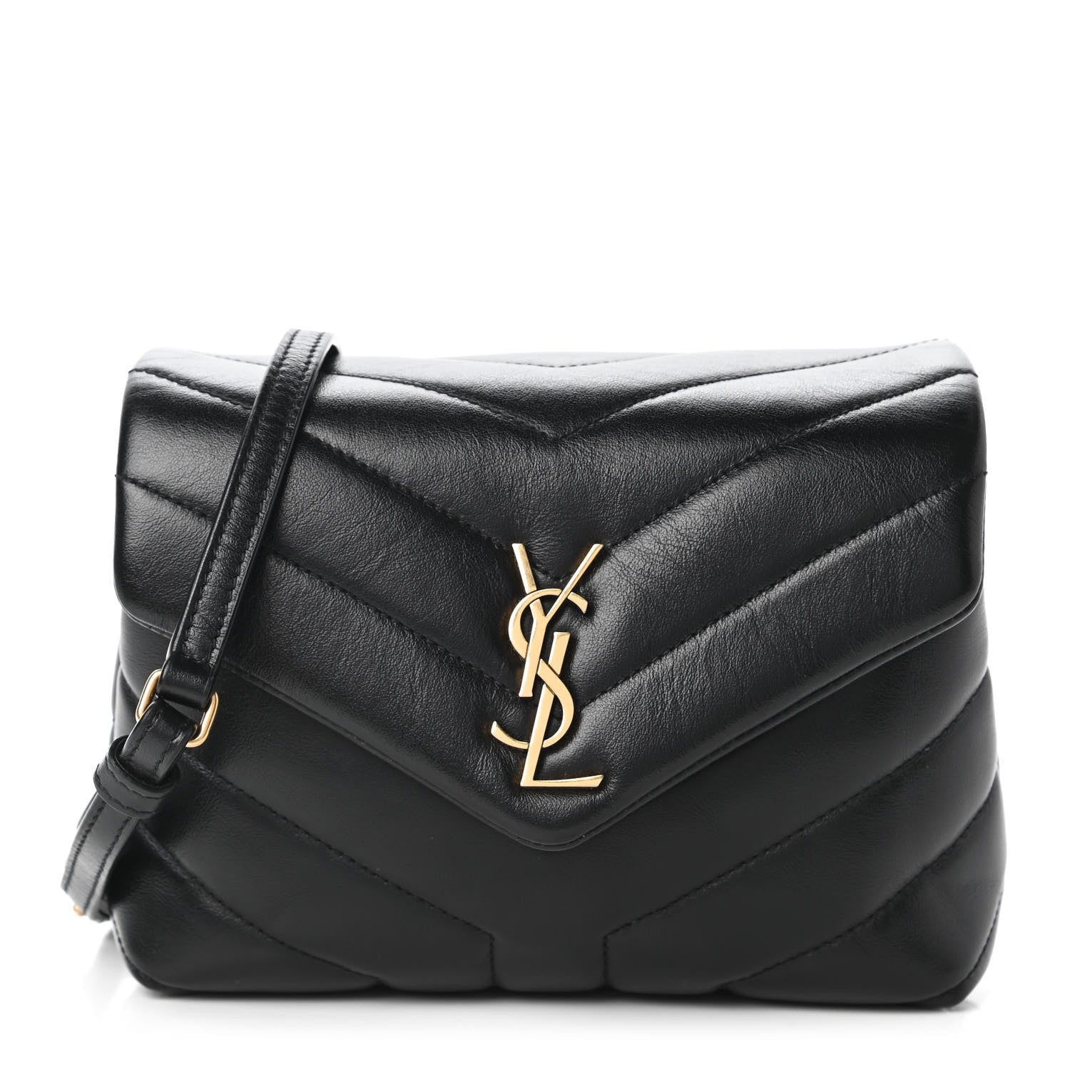 Saint Laurent Calfskin Y Quilted Monogram Toy Loulou Crossbody Bag Black 1 of 10