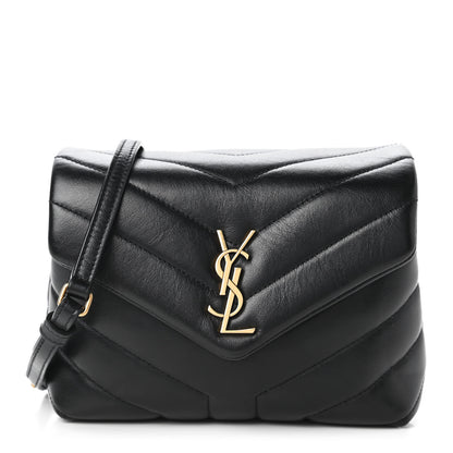 Saint Laurent Calfskin Y Quilted Monogram Toy Loulou Crossbody Bag Black 1 of 10