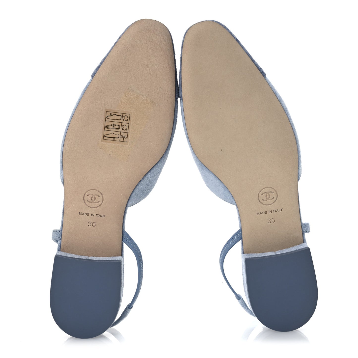 Suede Cap Toe CC Coco Slingback Pumps 36 Light Blue