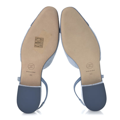 Chanel Suede Cap Toe CC Coco Slingback Pumps 36 Light Blue 7 of 11