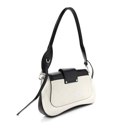 Prada City Calfskin Small Sidonie Shoulder Bag White Black 3 of 10