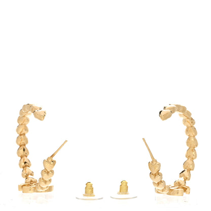 Chanel Crystal Heart CC Hoop Earrings Gold 3 of 5