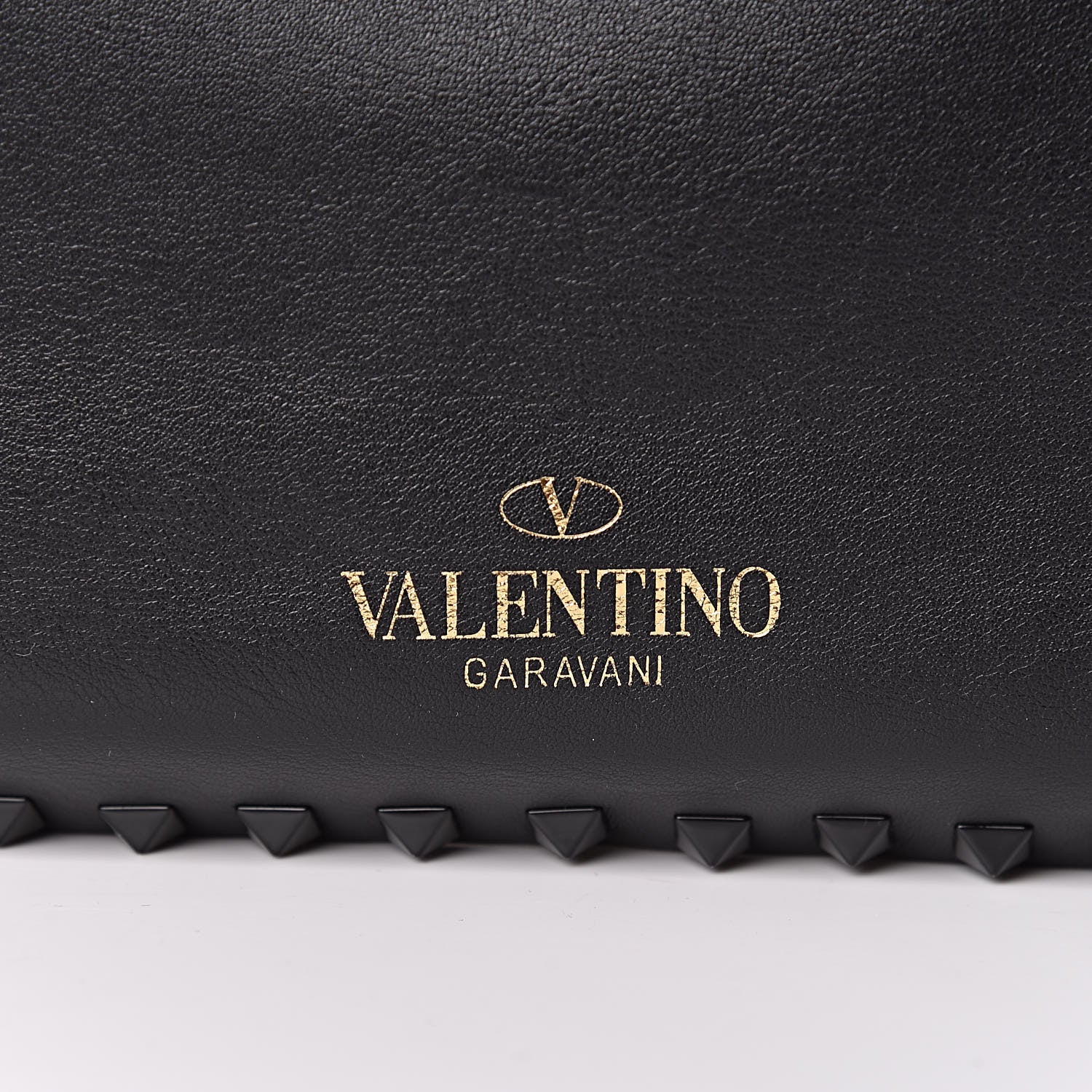 Valentino Garavani Vitello Monochrome Medium Rockstud Tote Black Light Ivory 15 of 16