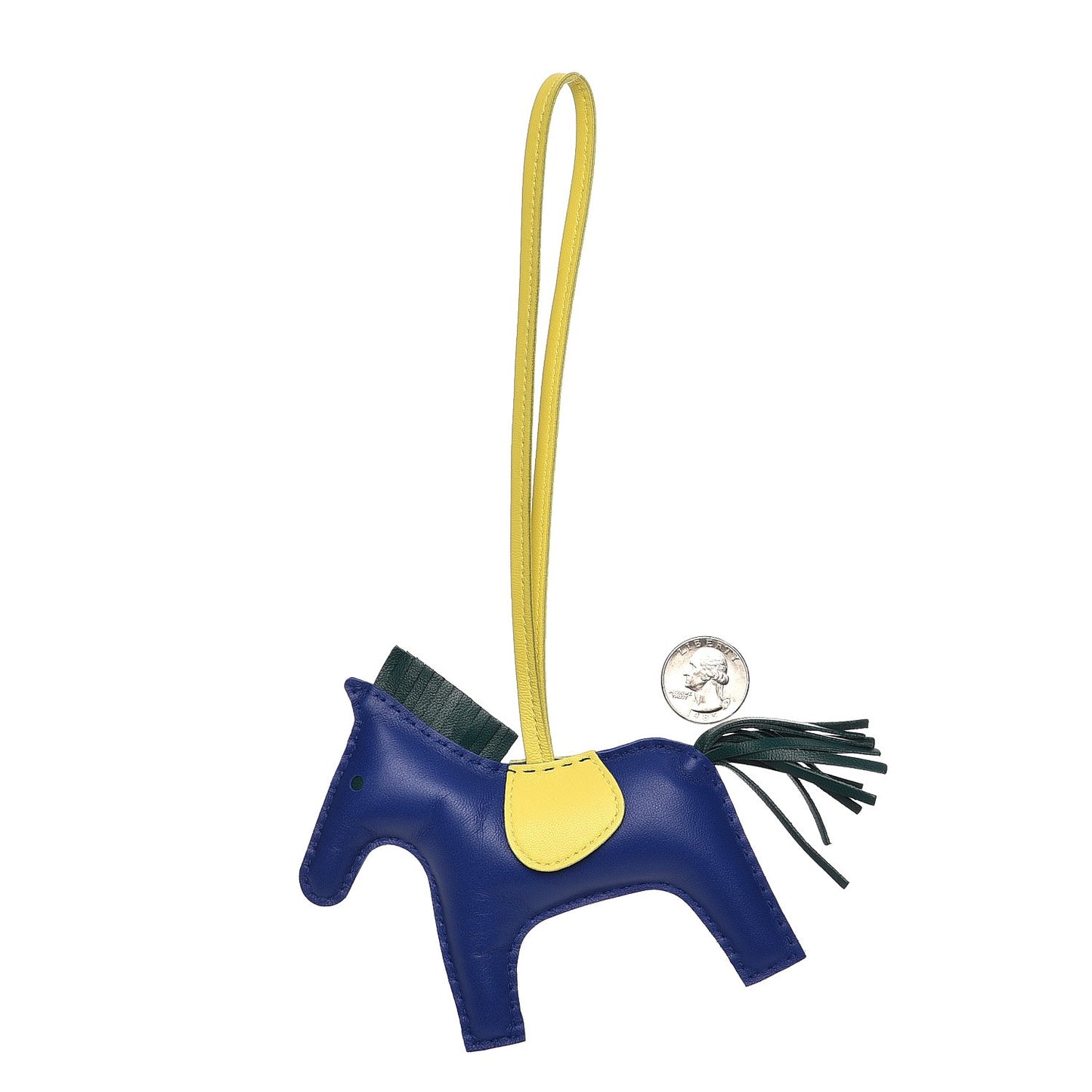 Milo Lambskin Grigri Rodeo Horse Bag Charm MM Bleu Electrique Lime Vert Fonce