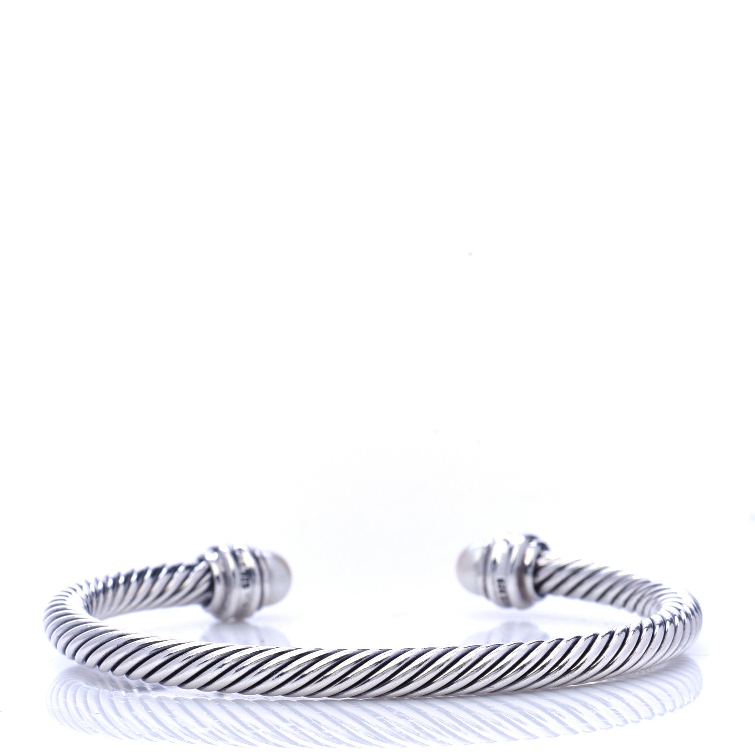 David Yurman Sterling Silver Diamond Pearl 5mm Cable Classics Princess Bracelet 3 of 6