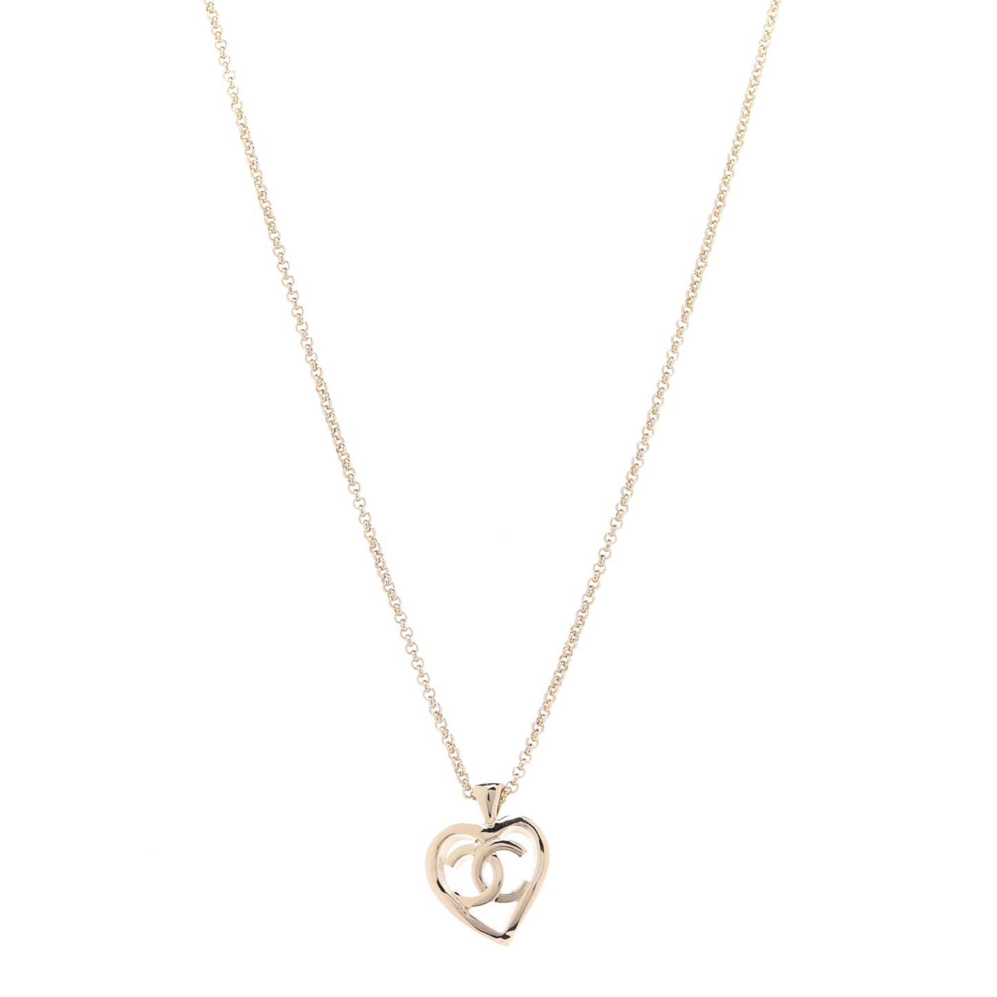 CC Heart Chain Pendant Necklace Gold