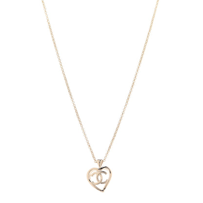 Chanel CC Heart Chain Pendant Necklace Gold 1 of 6