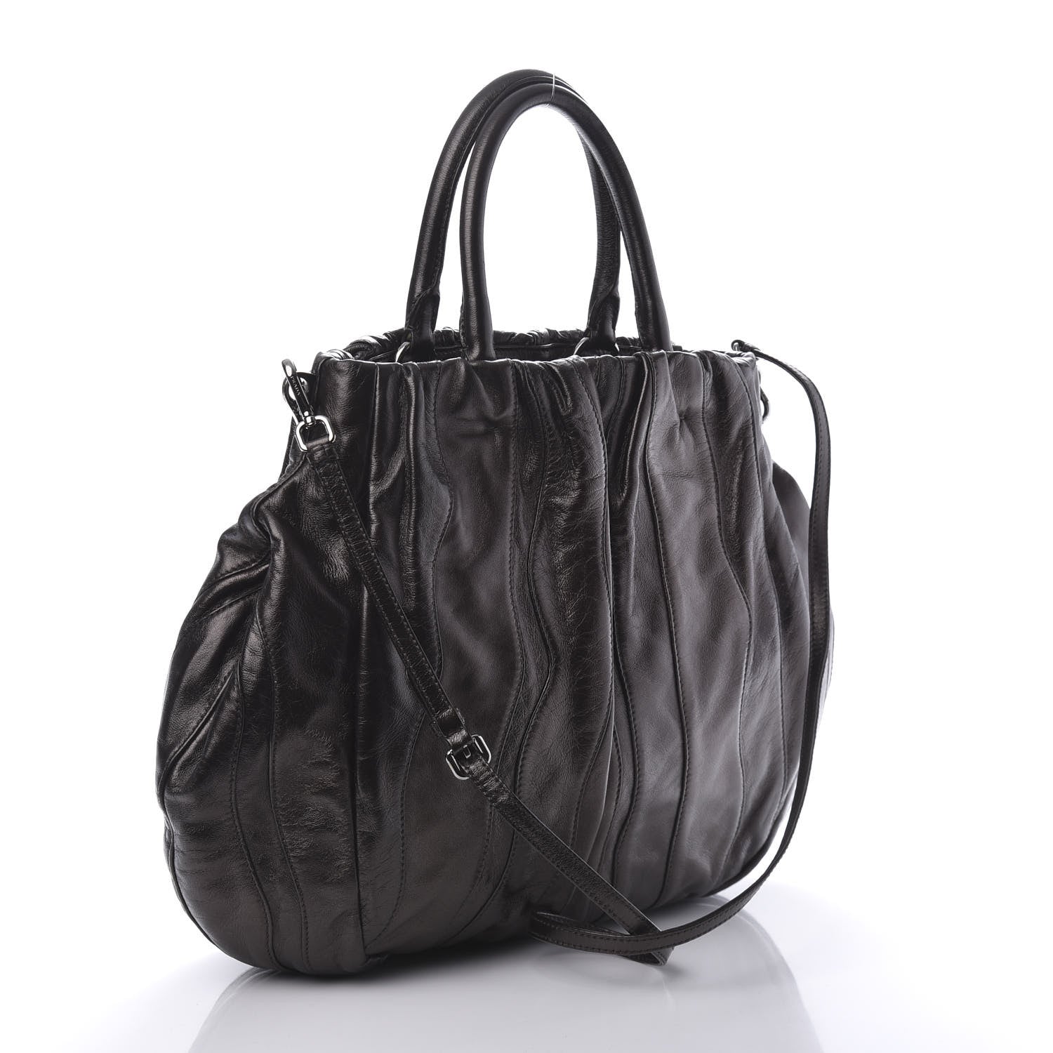 Prada Nappa Stripes Tote Black 3 of 8