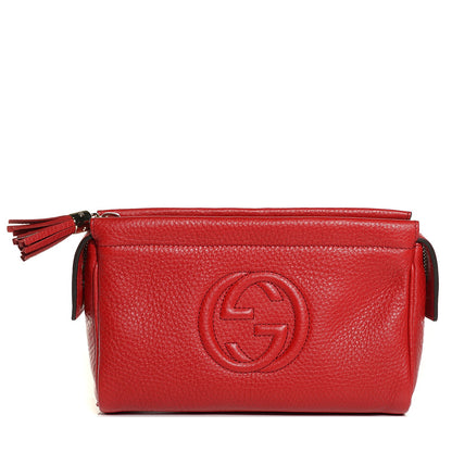 Gucci Pebbled Calfskin Soho Cosmetic Case Tabasco Red 1 of 7
