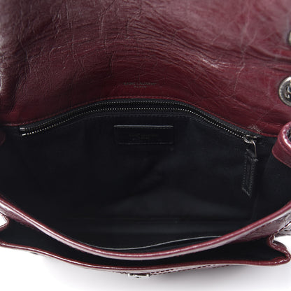 Saint Laurent Crinkled Calfskin Matelasse Monogram Medium Niki Chain Satchel Burgundy 6 of 9