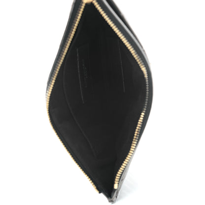Saint Laurent Metallic Grain De Poudre Matelasse Chevron Monogram Bill Pouch Piombo 5 of 7