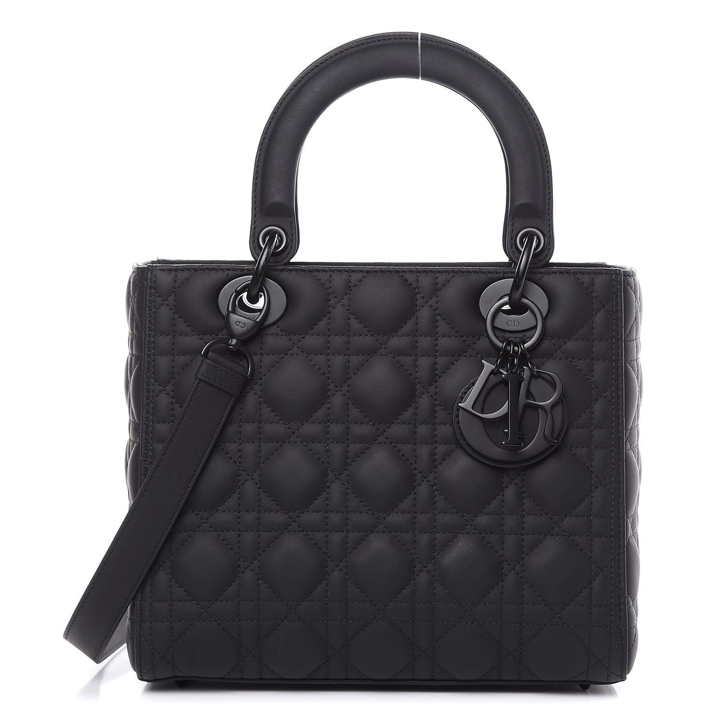 Ultra Matte Calfskin Cannage Medium Lady Dior Black