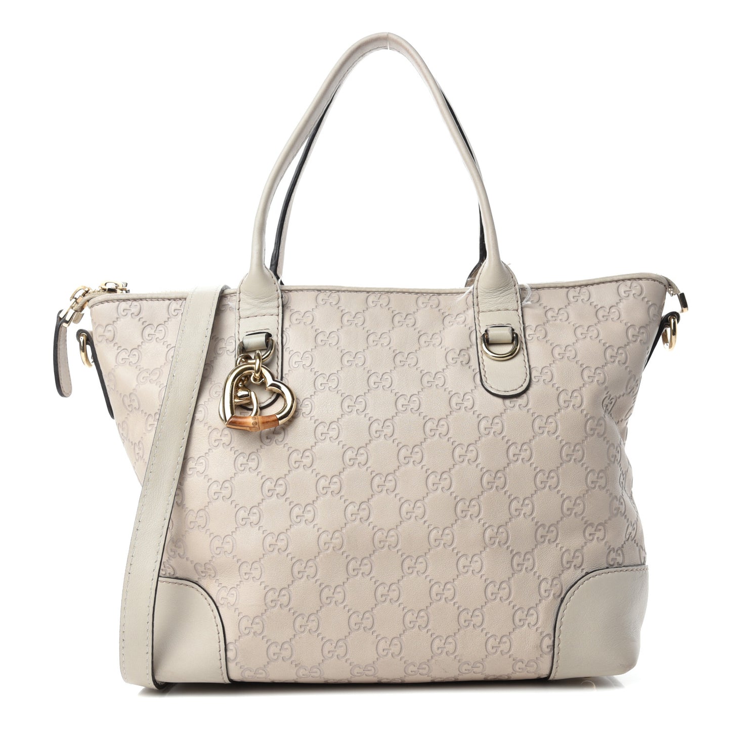 Guccissima Heart Bit Charm Top Handle Tote Off White