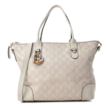 Gucci Guccissima Heart Bit Charm Top Handle Tote Off White 1 of 19