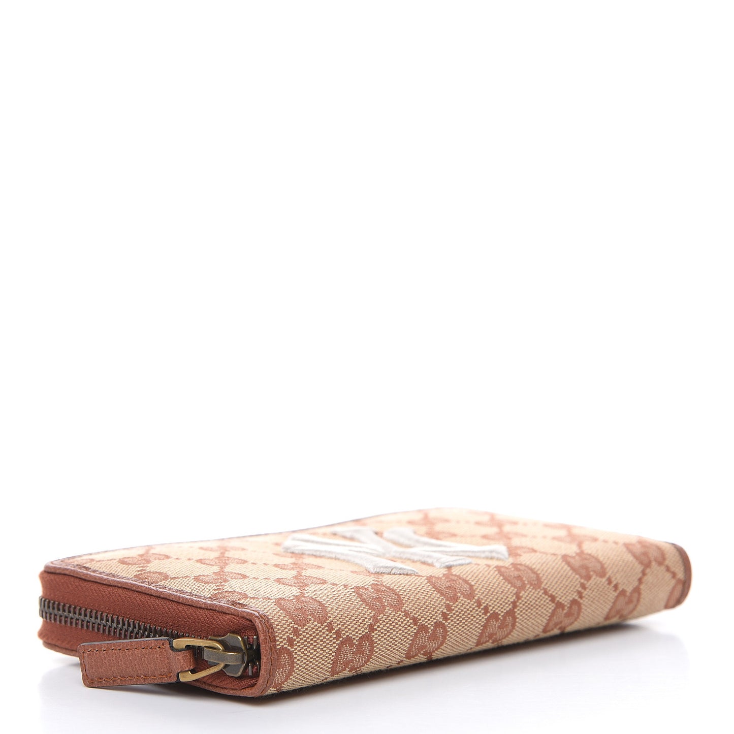 X MLB GG Monogram NY Yankees Zip Around Wallet Beige Ruggine Ivory