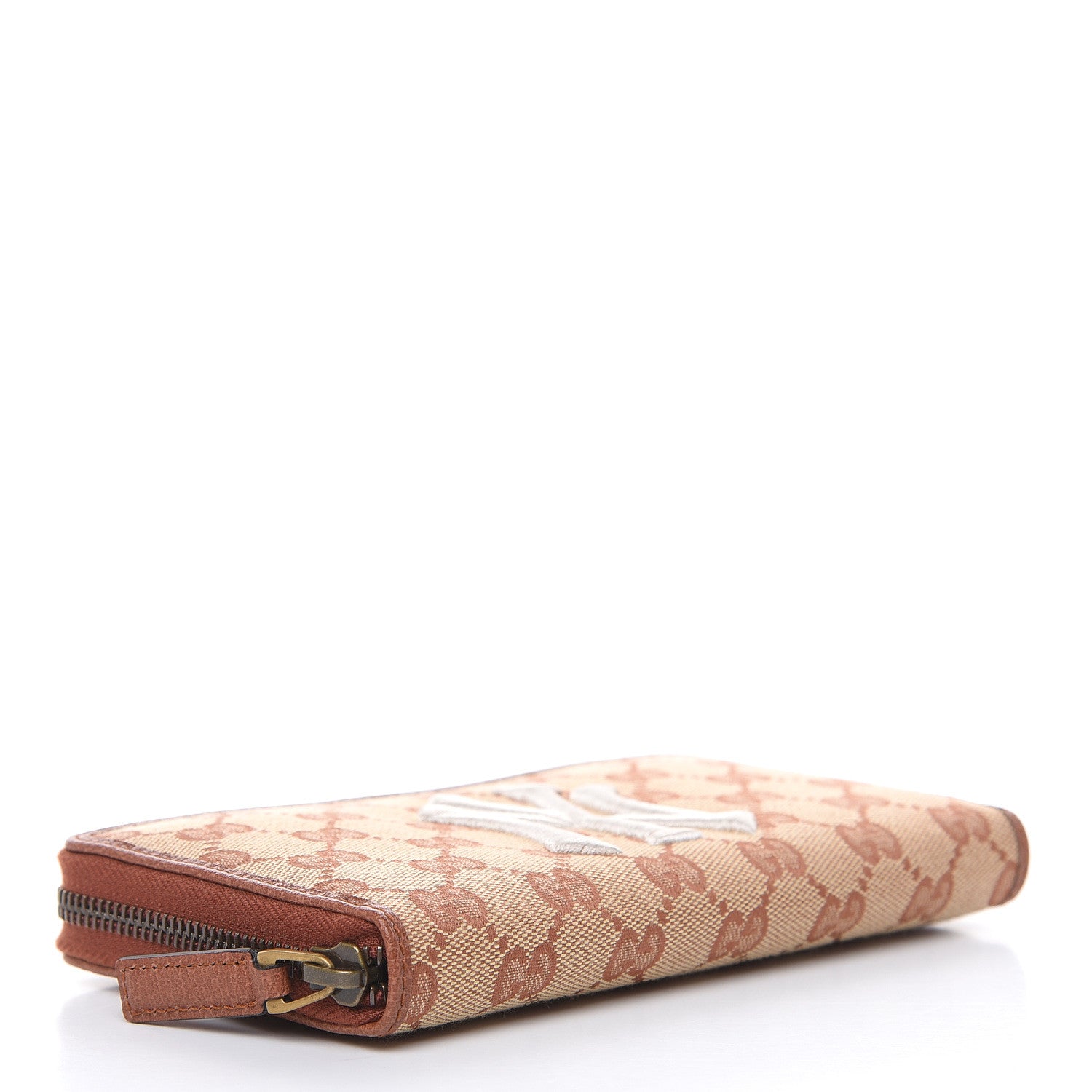 Gucci X MLB GG Monogram NY Yankees Zip Around Wallet Beige Ruggine Ivory 4 of 9