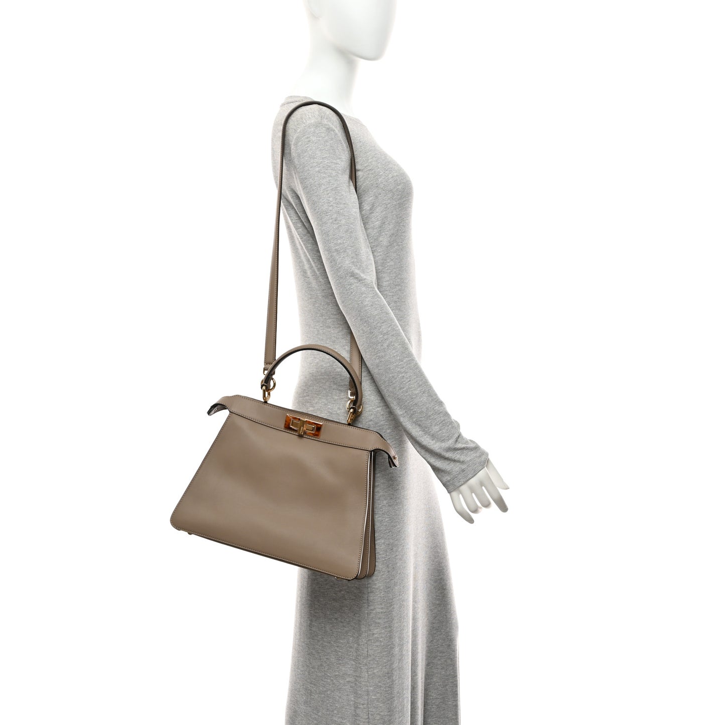 Vitello Seta Shiny Nappa Plexiglass Medium Peekaboo I SEE U Satchel Tortora