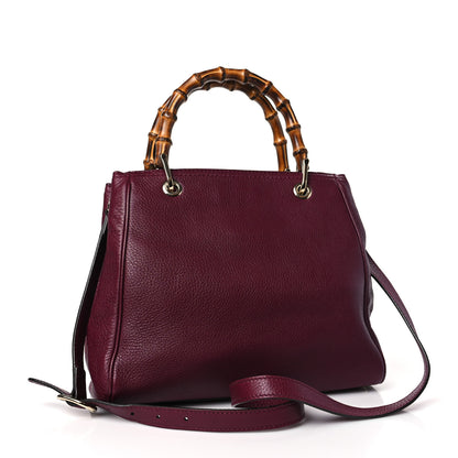 Gucci Calfskin Small Bamboo Shopper Tote Burgundy 3 of 9