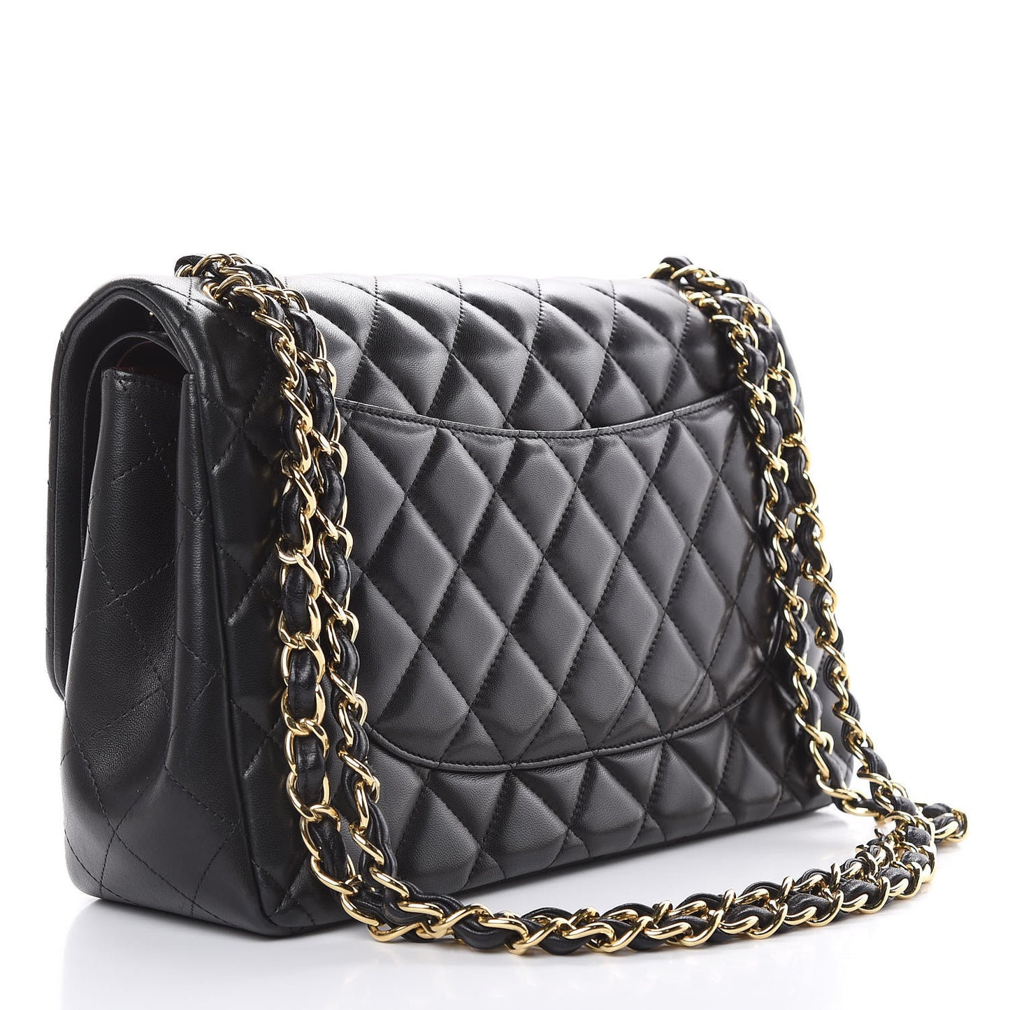 Lambskin Quilted Jumbo Double Flap Black