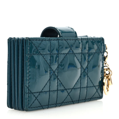 Christian Dior Patent Cannage Lady Dior 5 Gusset Card Holder Turquoise 3 of 6