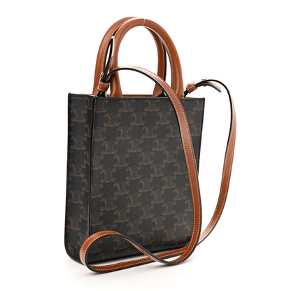 Celine Triomphe Canvas Calfskin Mini Vertical Cabas Tan 3 of 8