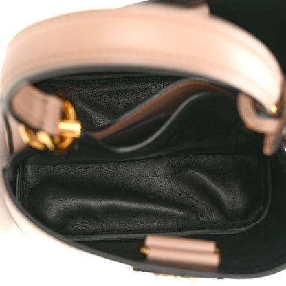 Prada Saffiano Cuir Calfskin Small Panier Bucket Bag Cipria Black 5 of 10