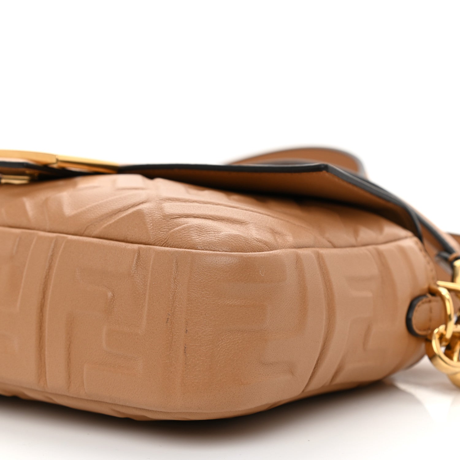 Fendi Nappa FF 1974 Embossed Baguette Miele Scuro 9 of 9