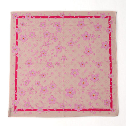 Louis Vuitton Cotton Monogram Cherry Blossom Square Scarf Pink 2 of 6