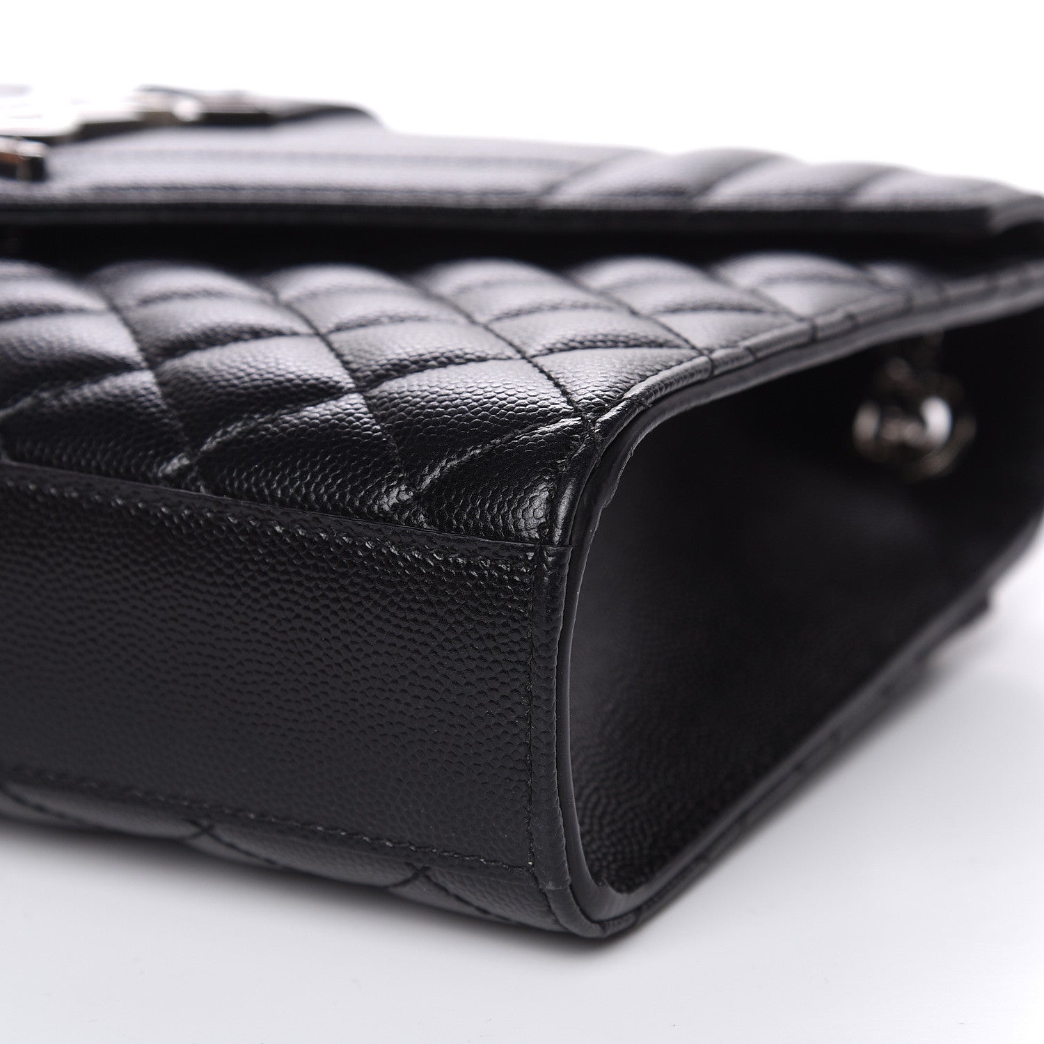 Saint Laurent Grain De Poudre Textured Mixed Matelasse Triquilt Medium Monogram Satchel Black 9 of 10