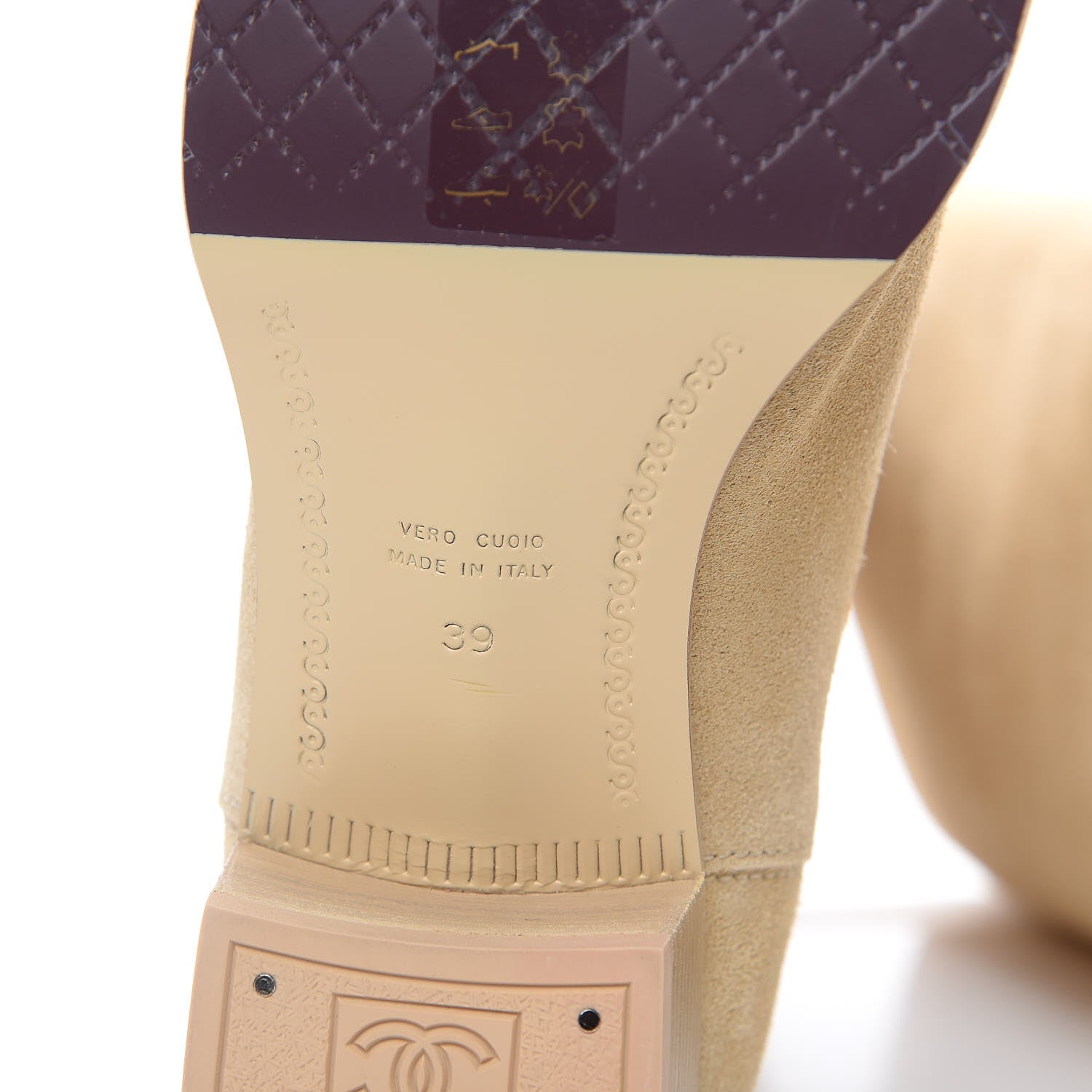 Chanel Suede Calfskin High Boots 39 Beige 7 of 9