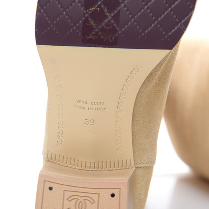 Chanel Suede Calfskin High Boots 39 Beige 7 of 9